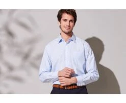 Boutique Pop Mey Edlich 26 Chemise à Fines Rayures Bleues Poche Poitrine - AUGUSTIN