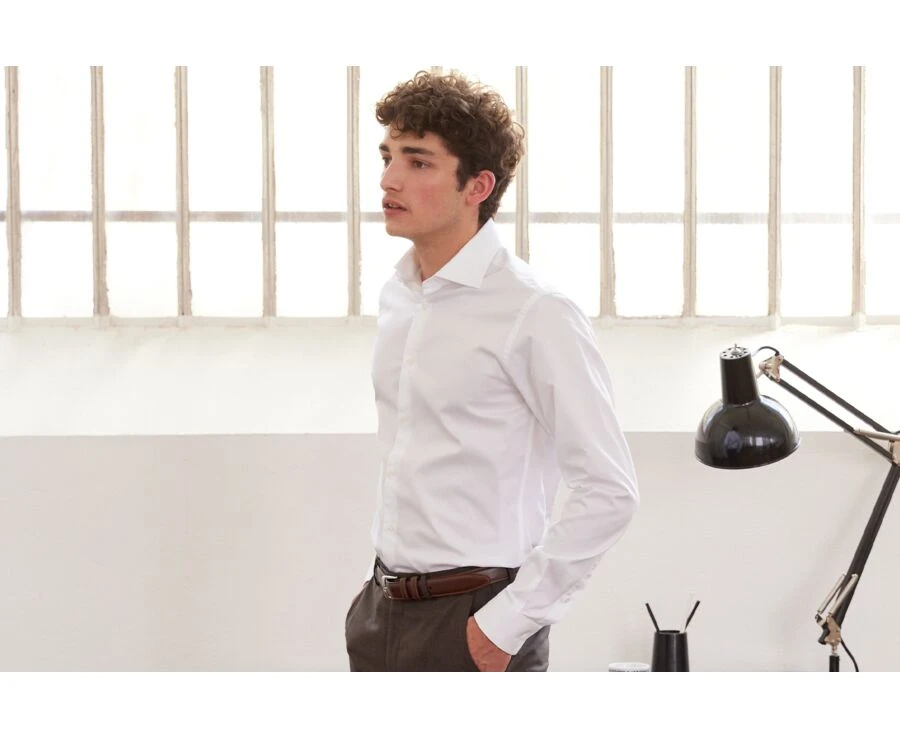Chemise Blanche Coton Twill Double Fil - GIORGIO 5 Chemise Blanche Coton Twill Double Fil - GIORGIO – Image 3