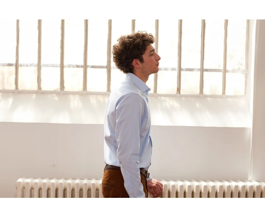 Chemise Bleue Pâle Coton - GIORGIO 5 Chemise Bleue Pâle Coton - GIORGIO – Image 3