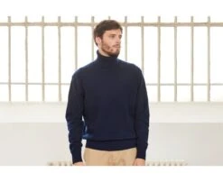 Pull Col Roulé Homme Bleu Marine - KENNERIC